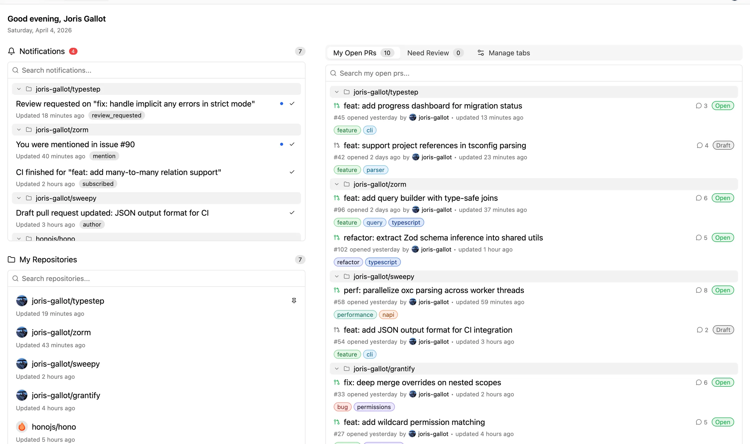 Reviu GitHub home screenshot in light mode