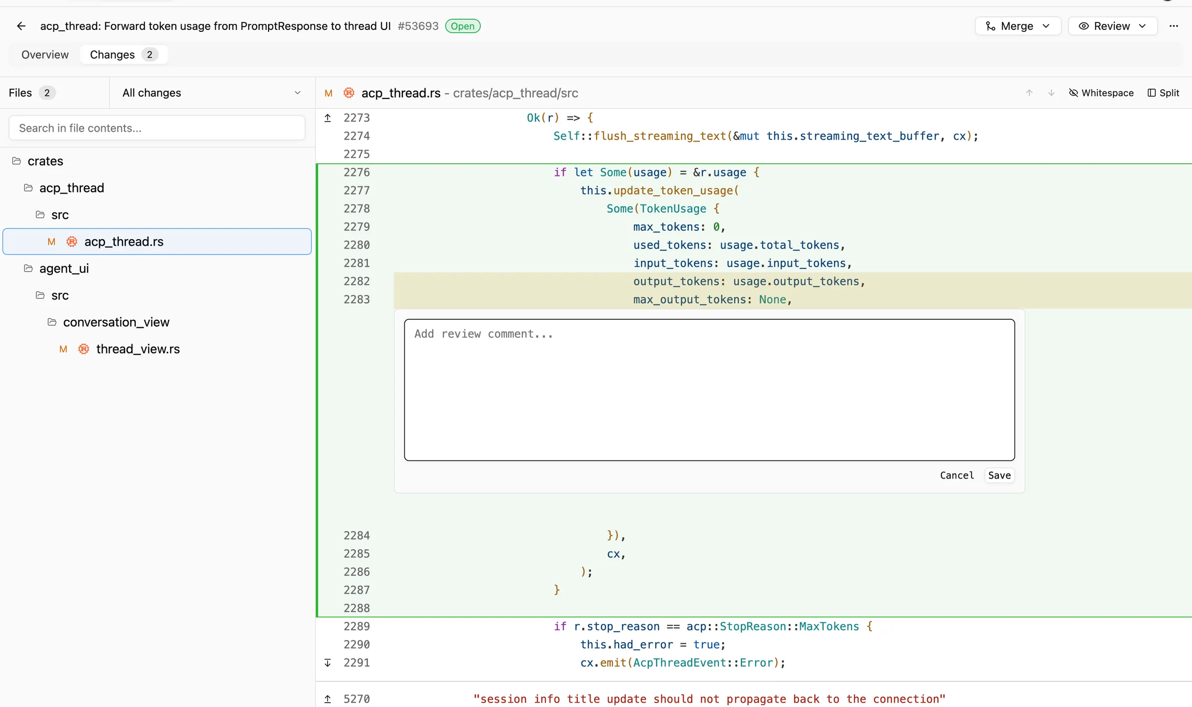 Reviu pull request review screenshot in light mode
